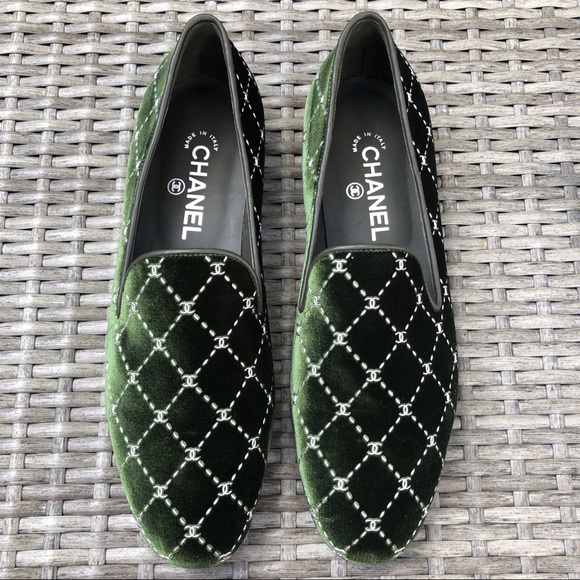 chanel velvet loafers